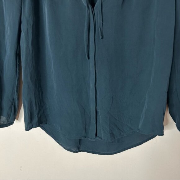 Aritzia Babaton Tie Front Blouse Forest Green Teal Scoop neck Size Drapey XXS - Picture 6 of 11